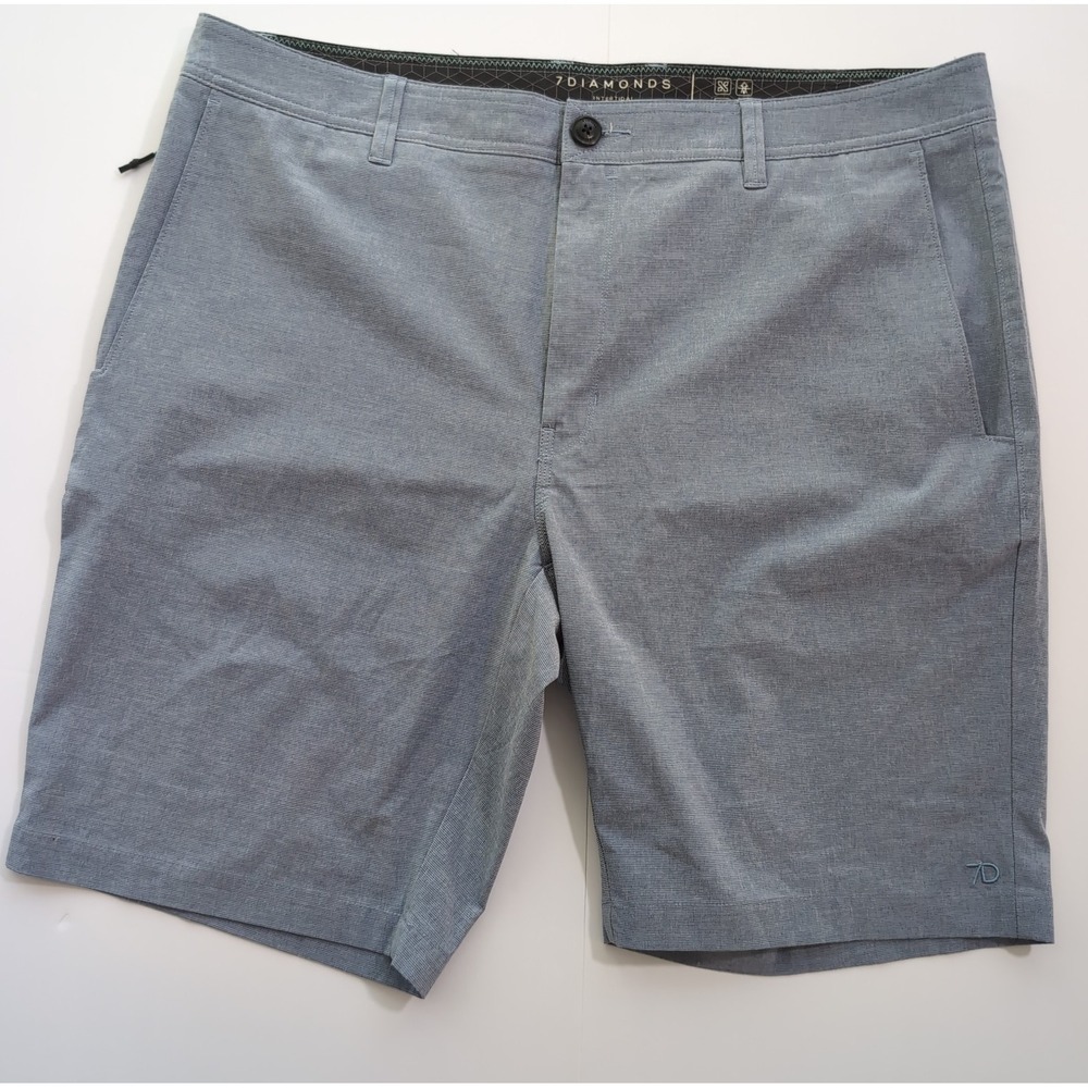 7 Diamonds Intertidal Performance Shorts Mens 38 Gray Stretch Hybrid Boardshorts